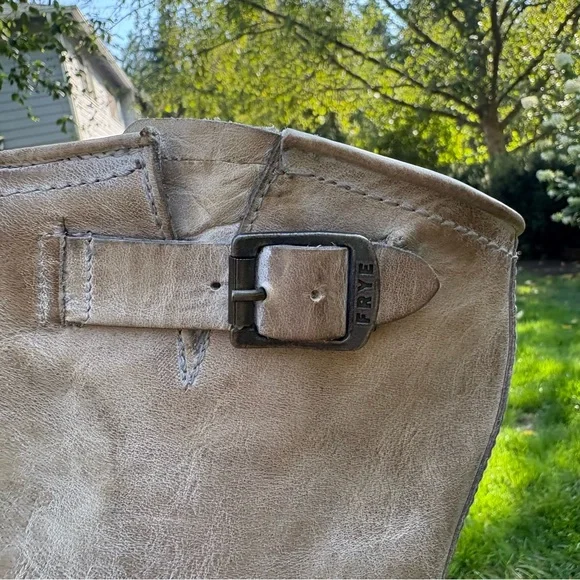 Frye Veronica Slouch Leather Tall Knee High Riding Motorcycle Boots Tan Size 9.5 - Picture 11 of 13